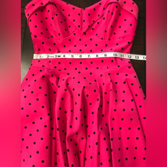 Vixen by Micheline Pitt Hot Pink Polka Dot Maneater Swing Dress Sz M - Picture 7 of 8